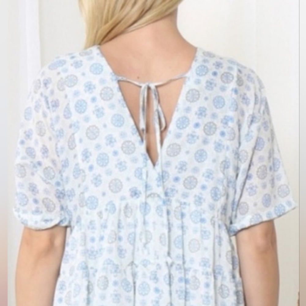 HERSY MEDALLION PRINT BABYDOLL DRESS M NWOT - Picture 3 of 13